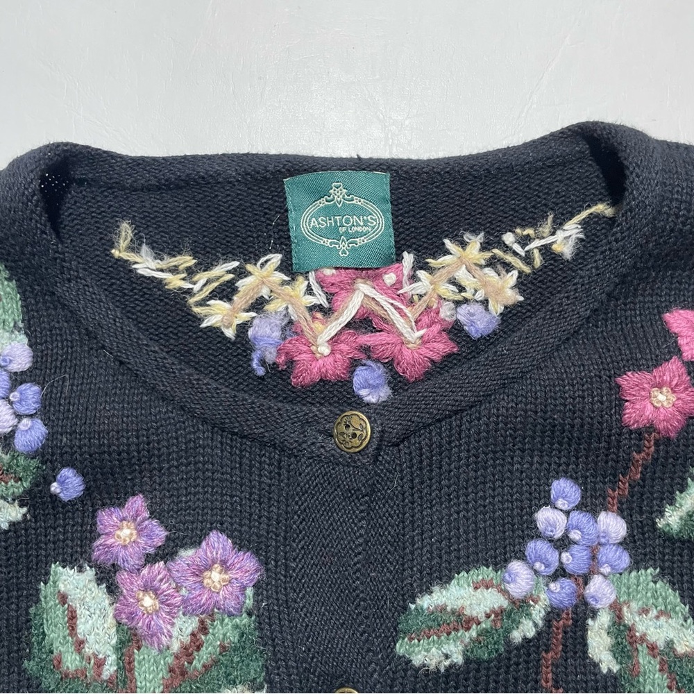 Ashton’s Floral hand Embroidered Women's Sweater - Black - Picture 2 of 6